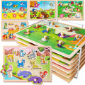 Wooden Puzzles for Toddlers 6XSET Animals Puzzles for Ages 1-3