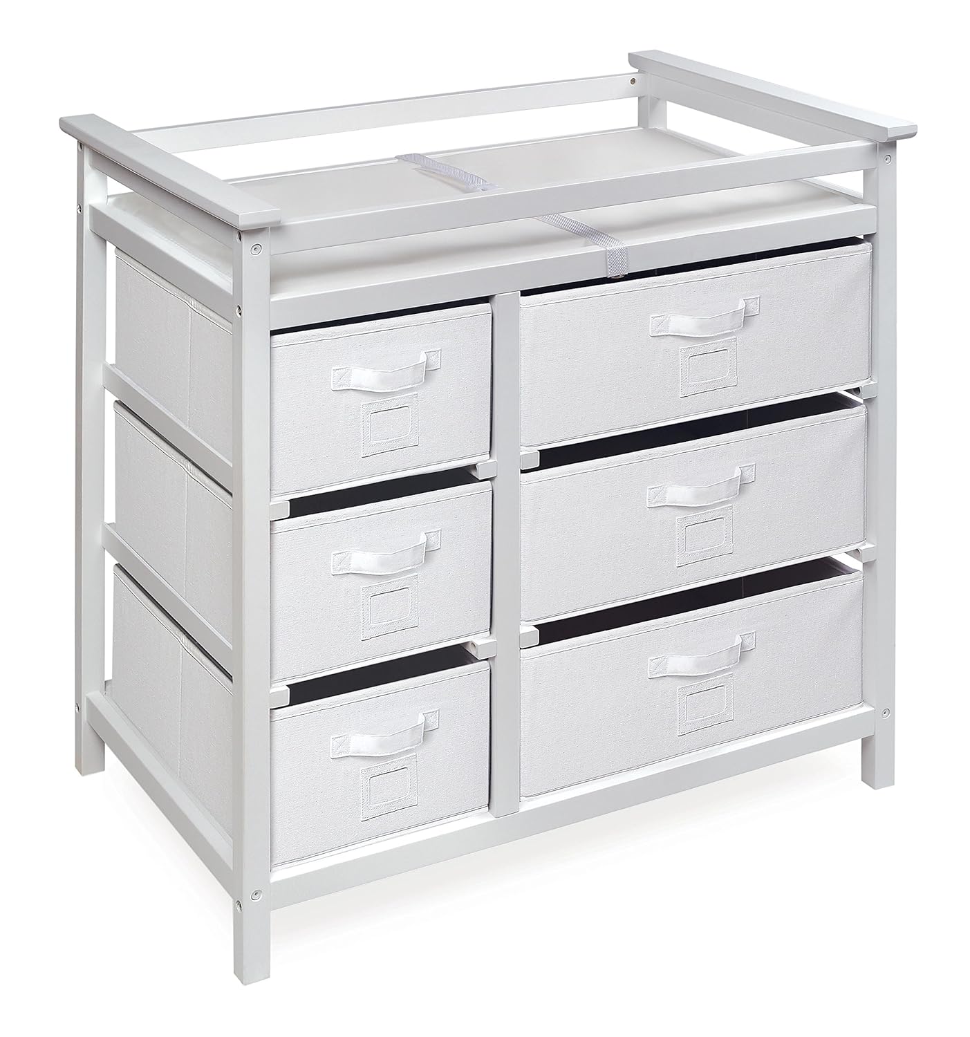 Modern White Changing Table with 6 Drawers - Organize Baby Essentials!