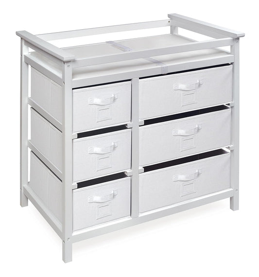 Modern White Changing Table with 6 Drawers - Organize Baby Essentials!