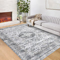 Vintage Washable Area Rug 5x7 - Machine Washable, Non-Slip Low Pile