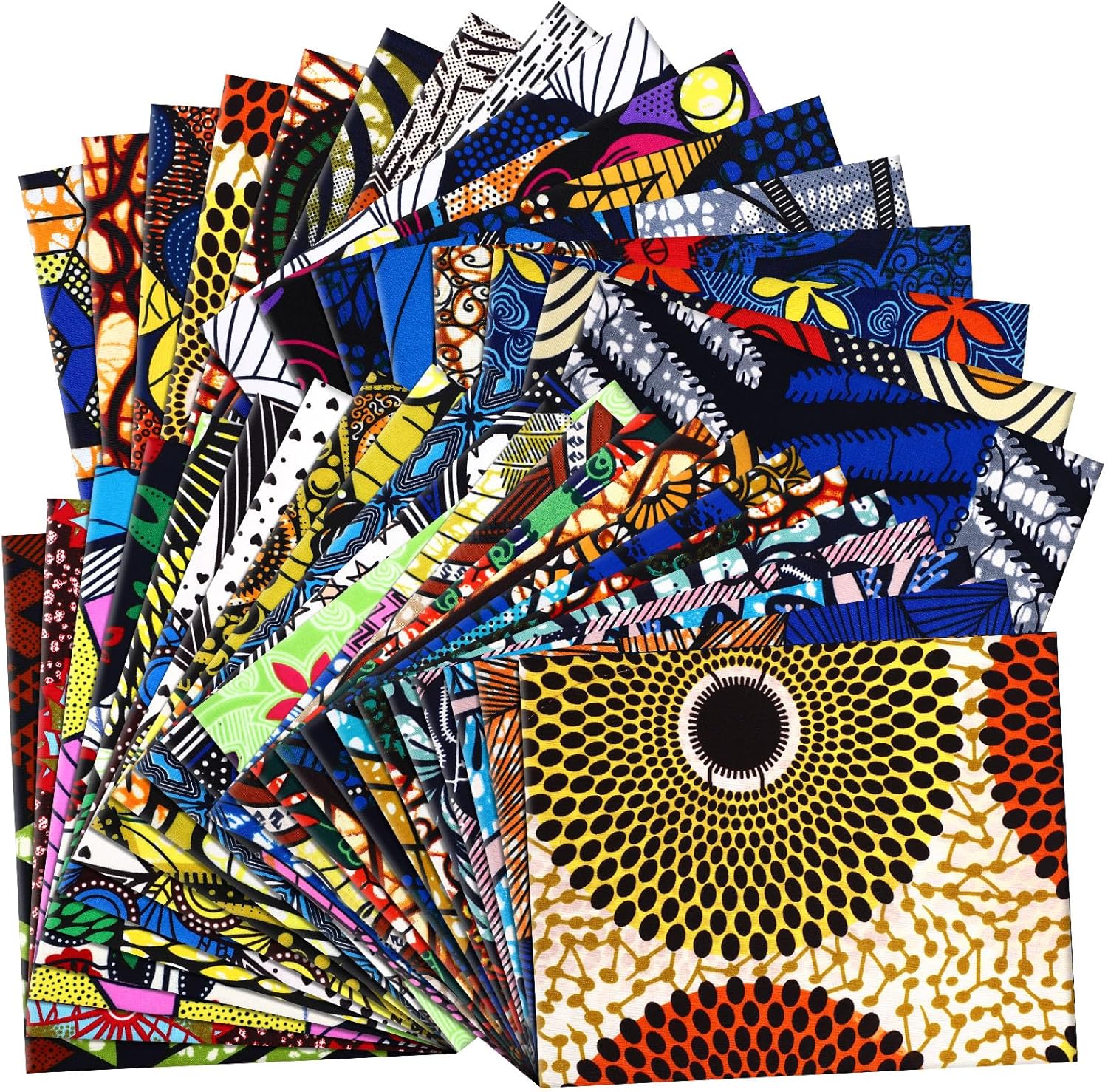 40 Pcs African Cotton Fabric Square for DIY Sewing Projects