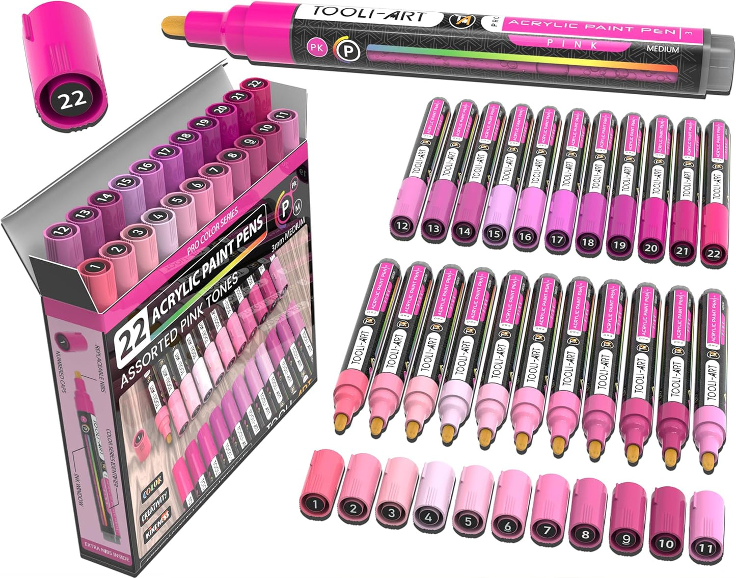 TOOLI-ART 22 Acrylic Paint Markers Set for Creative Projects