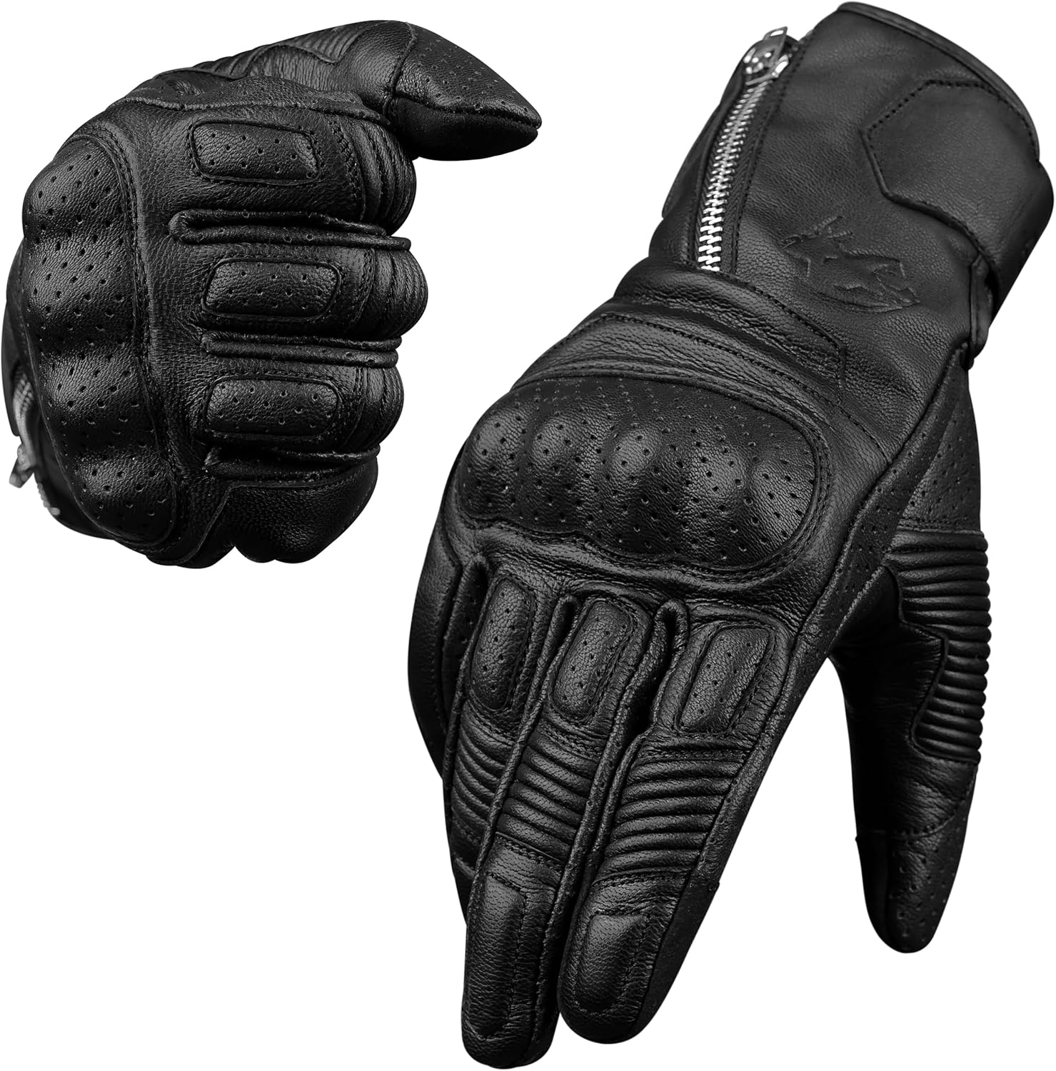 Premium Leather Motorcycle Gloves with Knuckle Protection