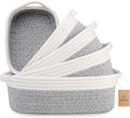 NaturalCozy 5-Piece Rectangle Storage Basket Set - Natural Cotton Rope