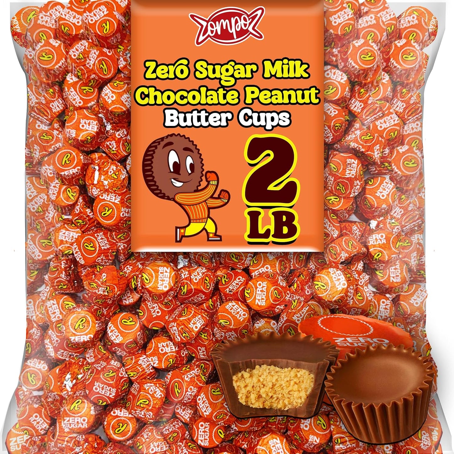 Zero Sugar ReeseMilk Chocolate Peanut Butter Cups, 2 Lb Bulk