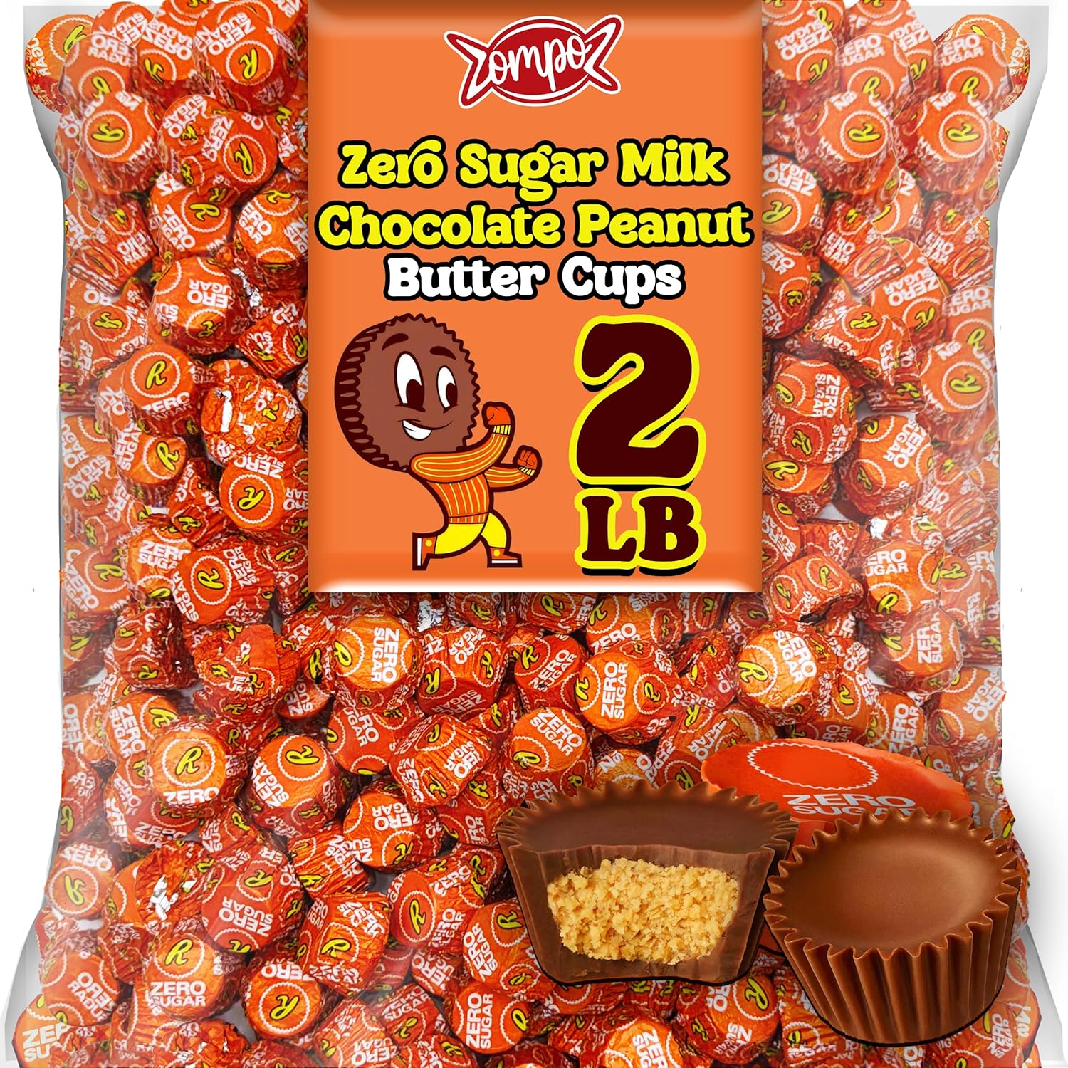 Zero Sugar ReeseMilk Chocolate Peanut Butter Cups, 2 Lb Bulk