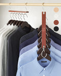 Space Saving Hangers for Closet 4 Pack - Beechwood 6-Tier Organizer