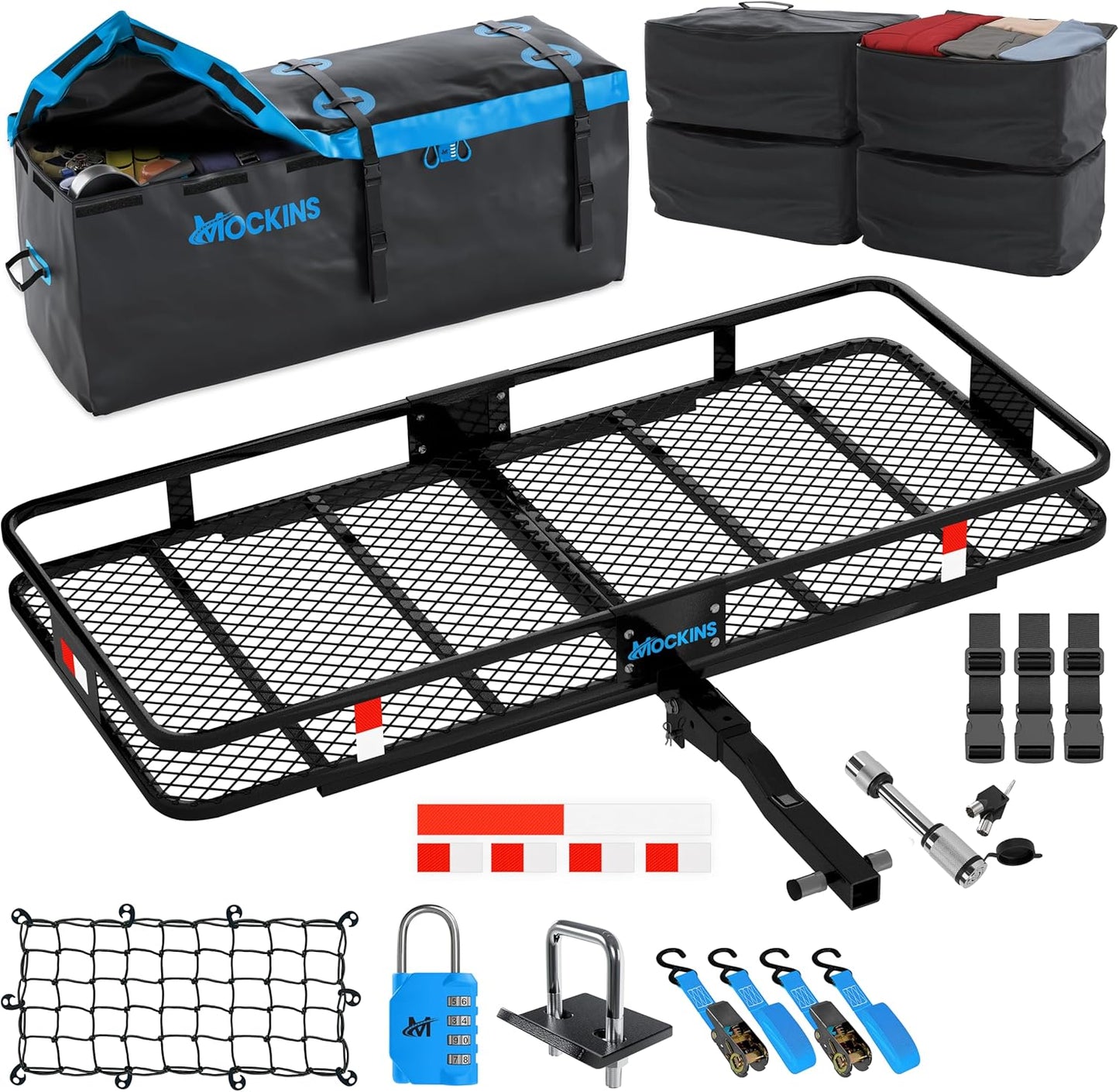 Mockins 60x20x6 Folding Trailer Hitch Cargo Carrier with Bag