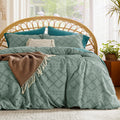 Bedsure Boho Duvet Cover King Size - Soft Green Boho Bedding