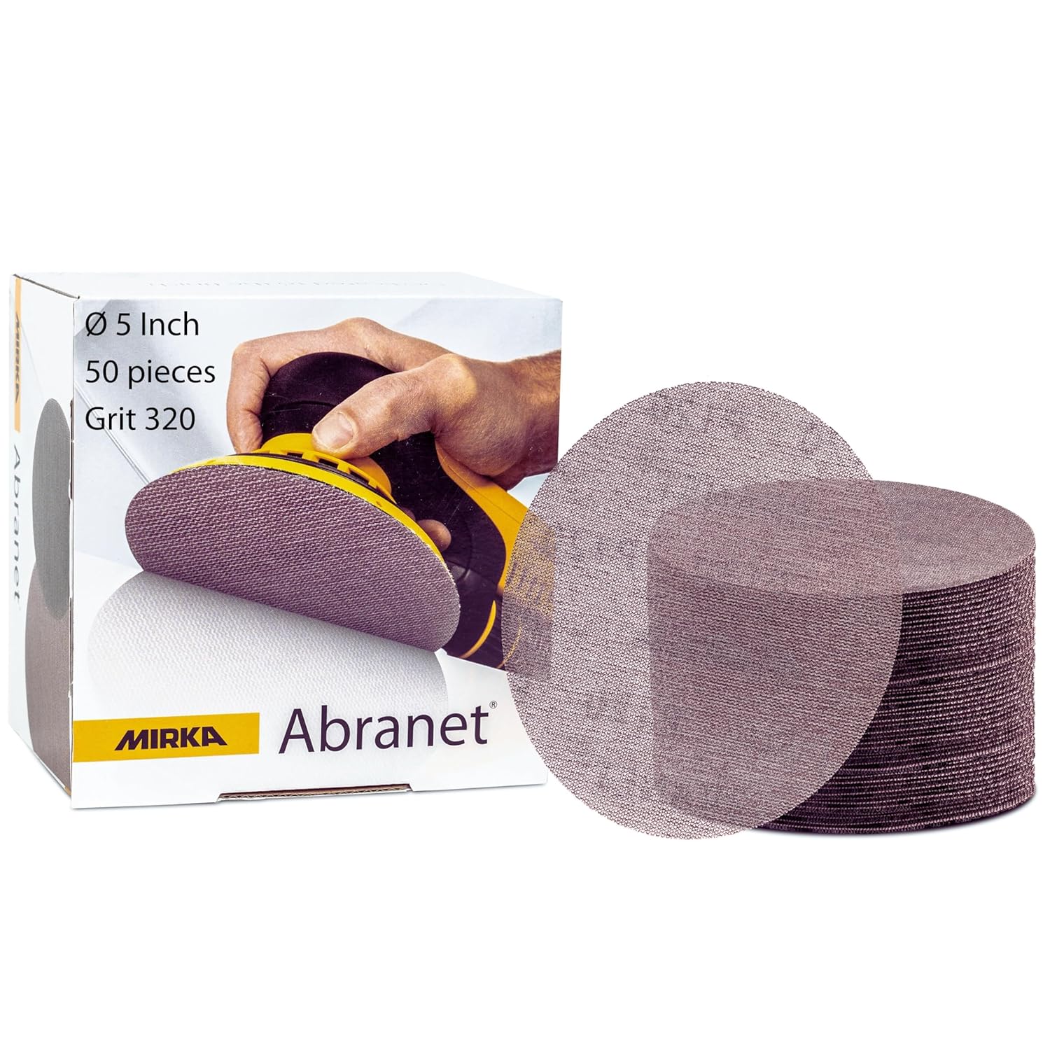 Mirka Abranet Net Disc 5 inch Grit 320 Sanding Discs 50 pcs