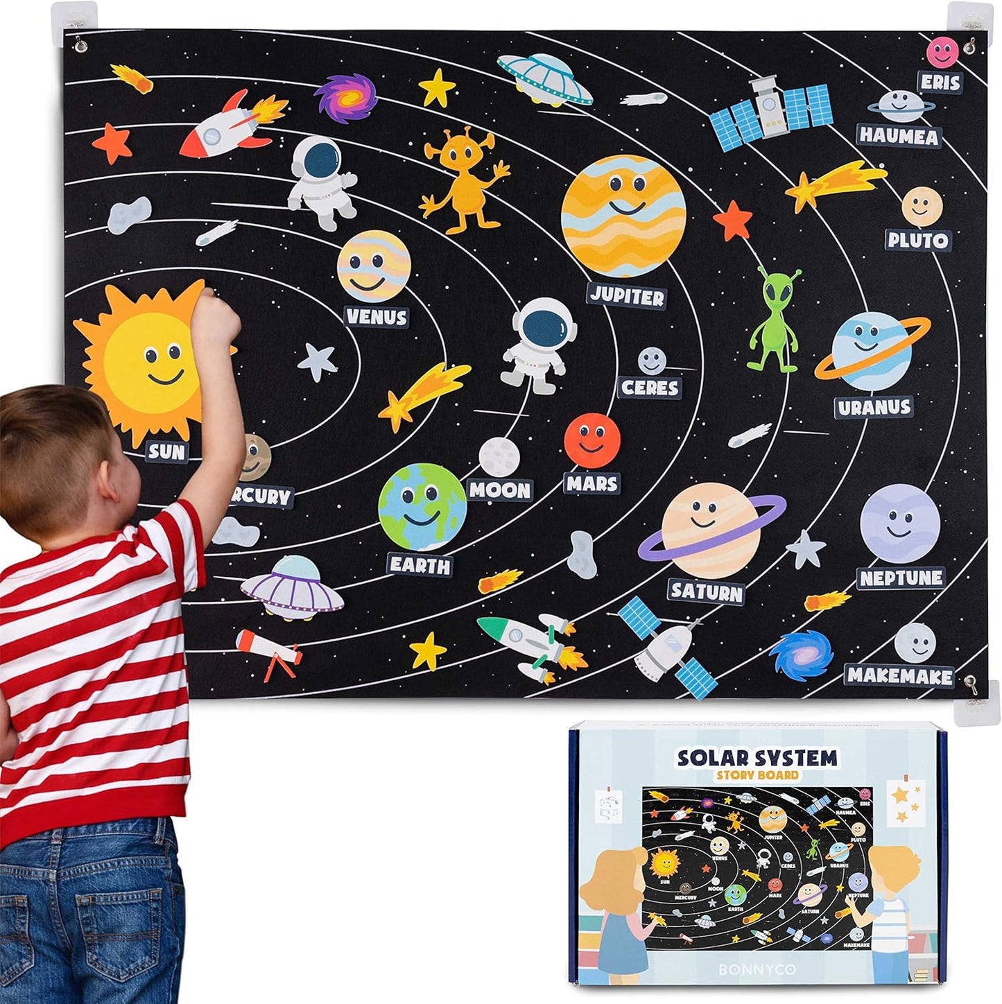 BONNYCO Solar System Felt Figures - Educational Space Toys