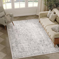 Gray Area Rug 4x6 Office Entryway Rug Machine Washable - Vintage Style