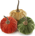 6.25 Inch Velvet Pumpkins Set of 3 - Cozy Fall Table Decor