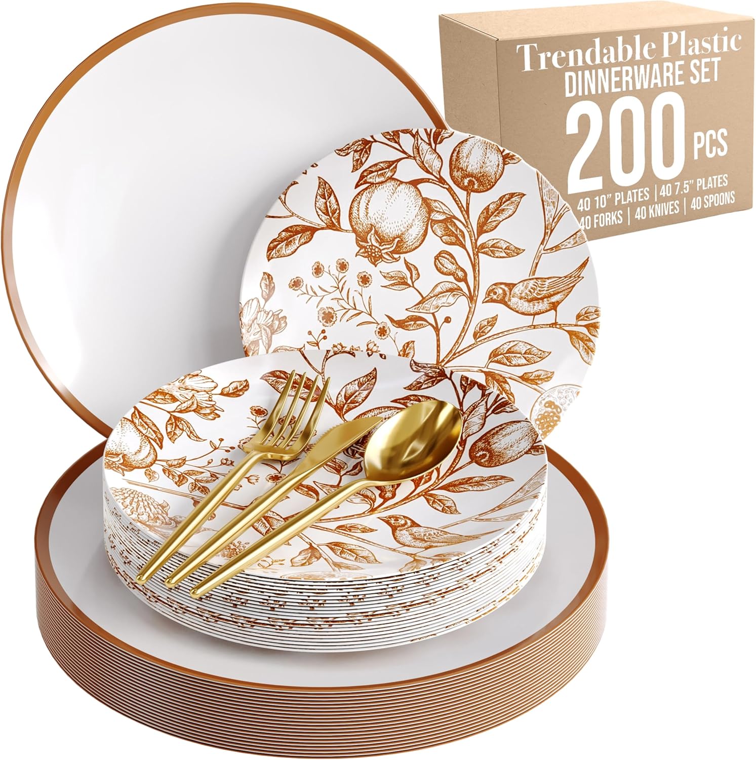 Trendables Fancy Plastic Dinnerware Set for 40 Guests