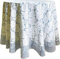 Santorini 100% Cotton Round Boho Tablecloth 72in - Handblocked Floral