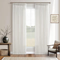 Beige White Pinch Pleated Linen Curtains for Living Room 50x98
