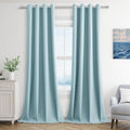 Light Blue Linen Blackout Curtains for Living Room and Bedroom