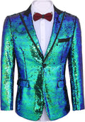 COOFANDY Mens Sequin Blazer Tuxedo One Button Jacket - Party Ready