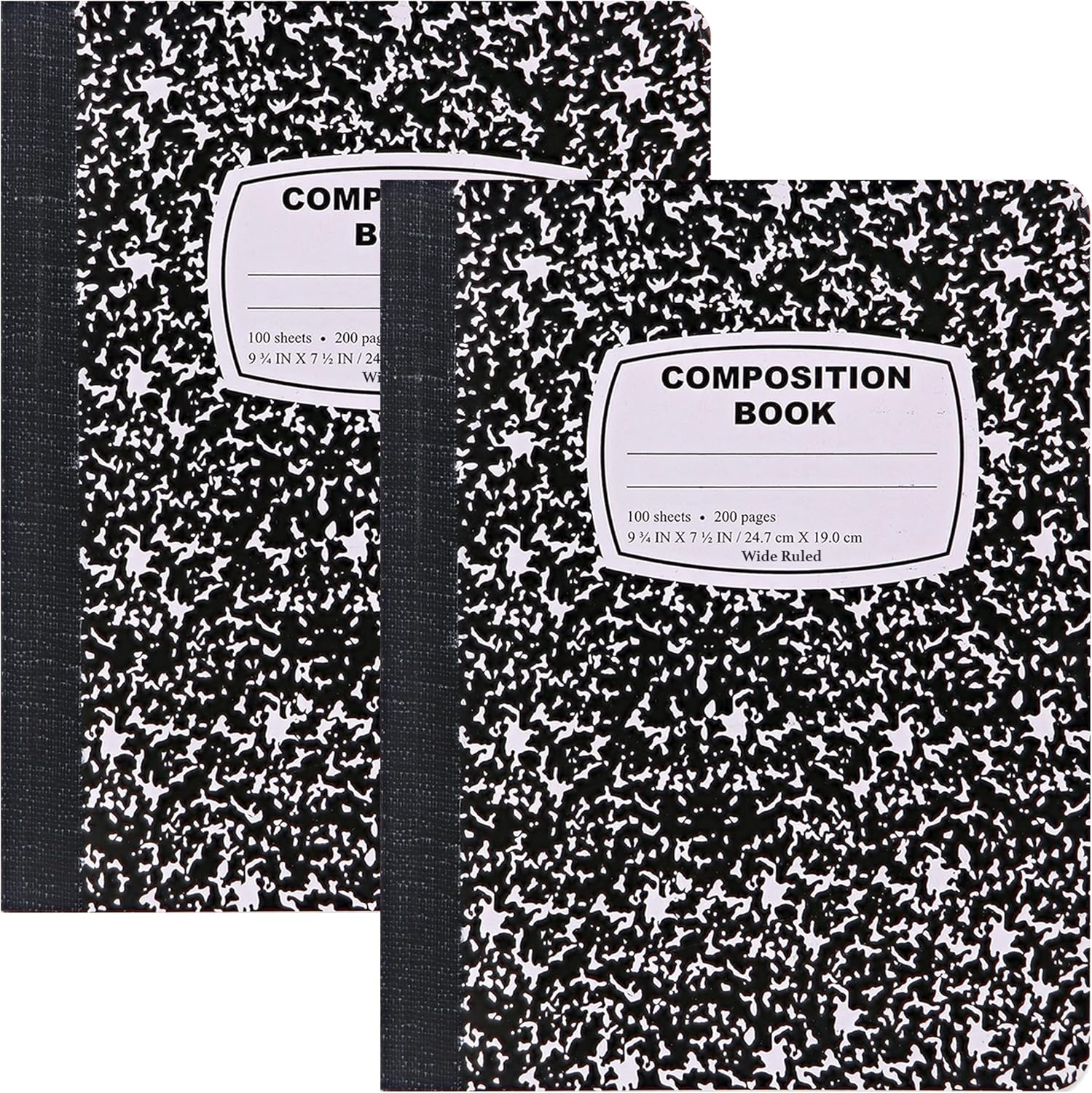 Emraw Marble Composition Notebook 2 Pack - Wide Ruled, 100 Sheets
