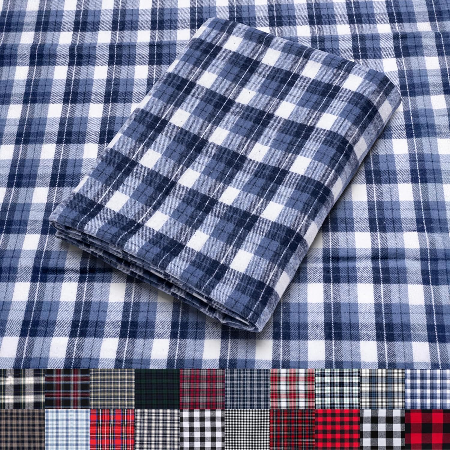 Pico Textiles 5 Yards Bolt Blue Tartan Plaid Flannel Fabric
