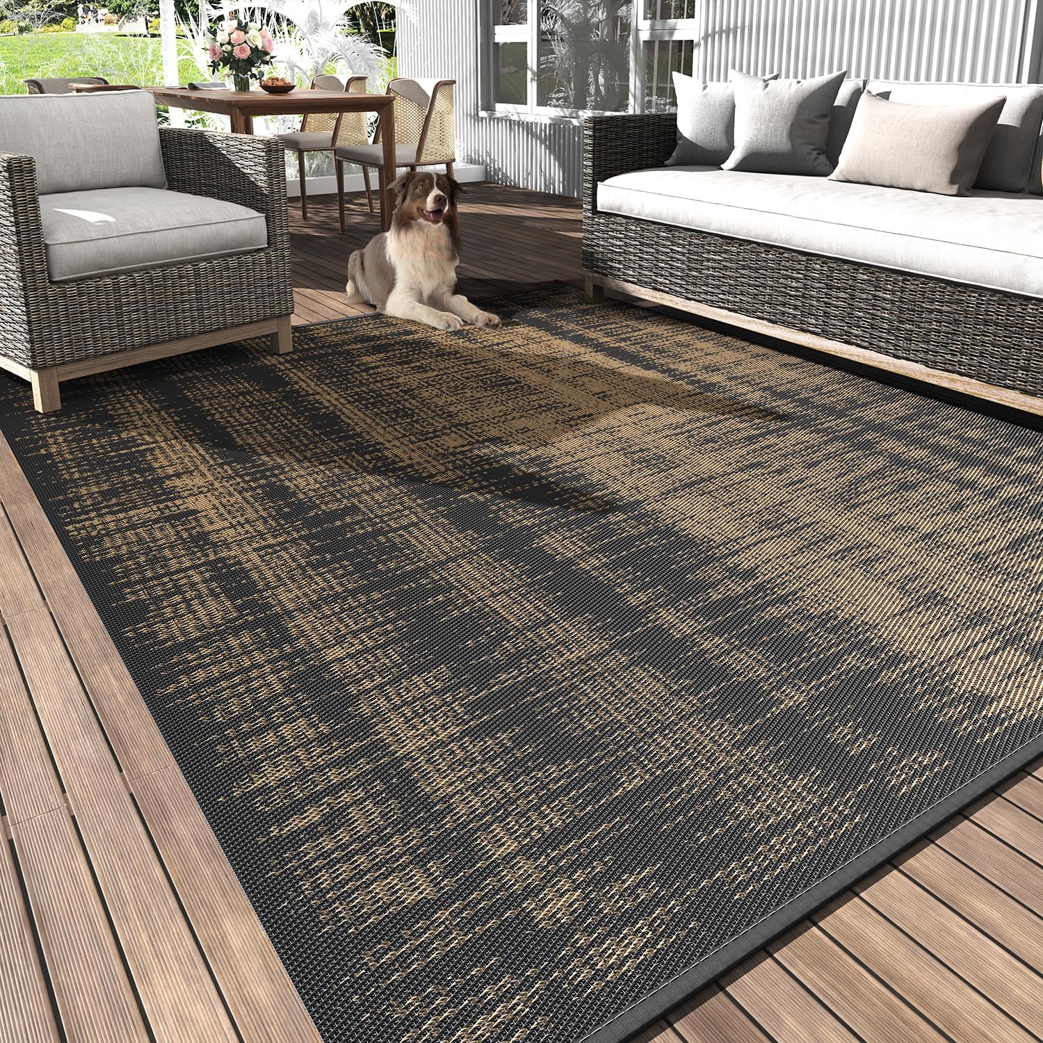 MontVoo Outdoor Rug Waterproof 5x8 ft for Patio and Camping