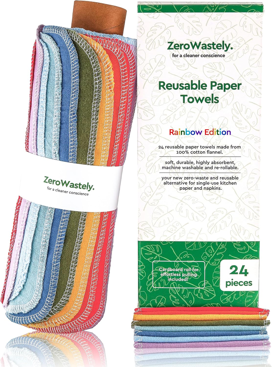Reusable Paper Towels - 24 Pack of Super Soft Cotton Towels