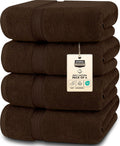 Dark Brown 4 Pack Bath Towels 27 by 54 in - 600GSM Ring Spun Cotton