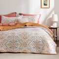 Boho Quilt Set King - Reversible Orange Bohemian Quilt Bedding Set