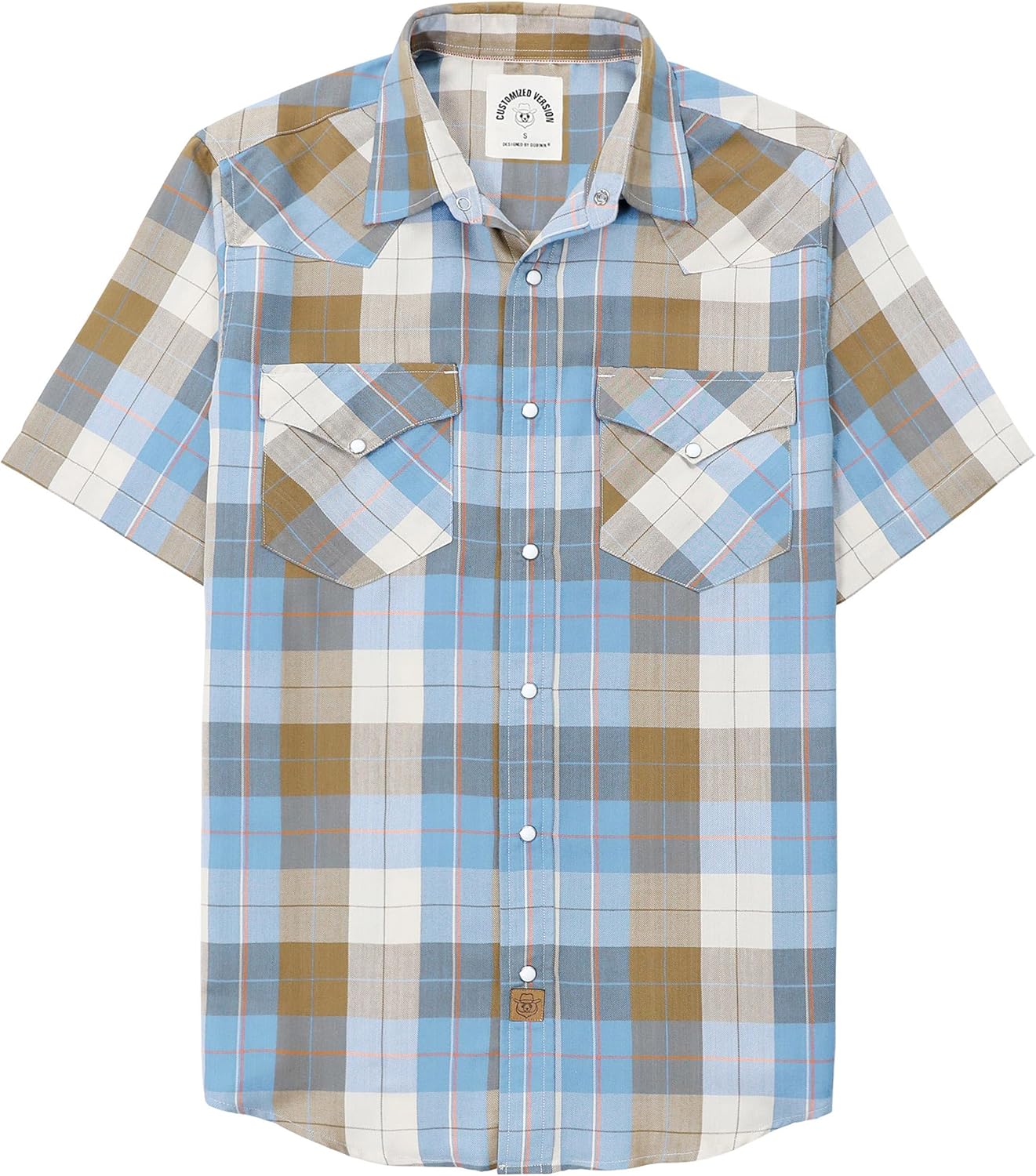 Stylish Mens Short Sleeve Western Cowboy Plaid Snap Shirts