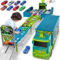 Carrier Truck Race Track Toddler Toys - Foldable 3 Layer Track Playset