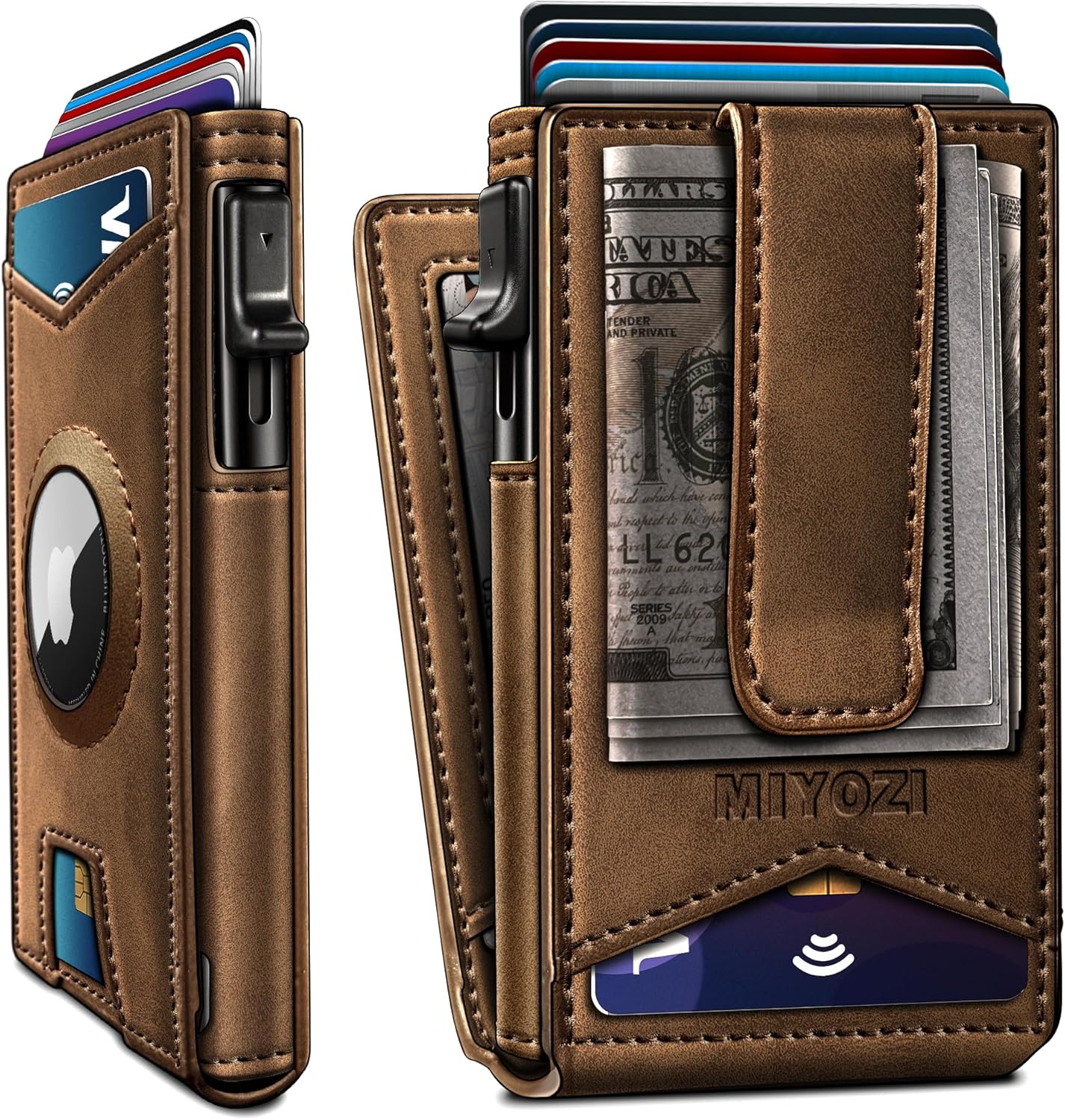 Airtag Wallet for Men with Money Clip - RFID Blocking Slim Design