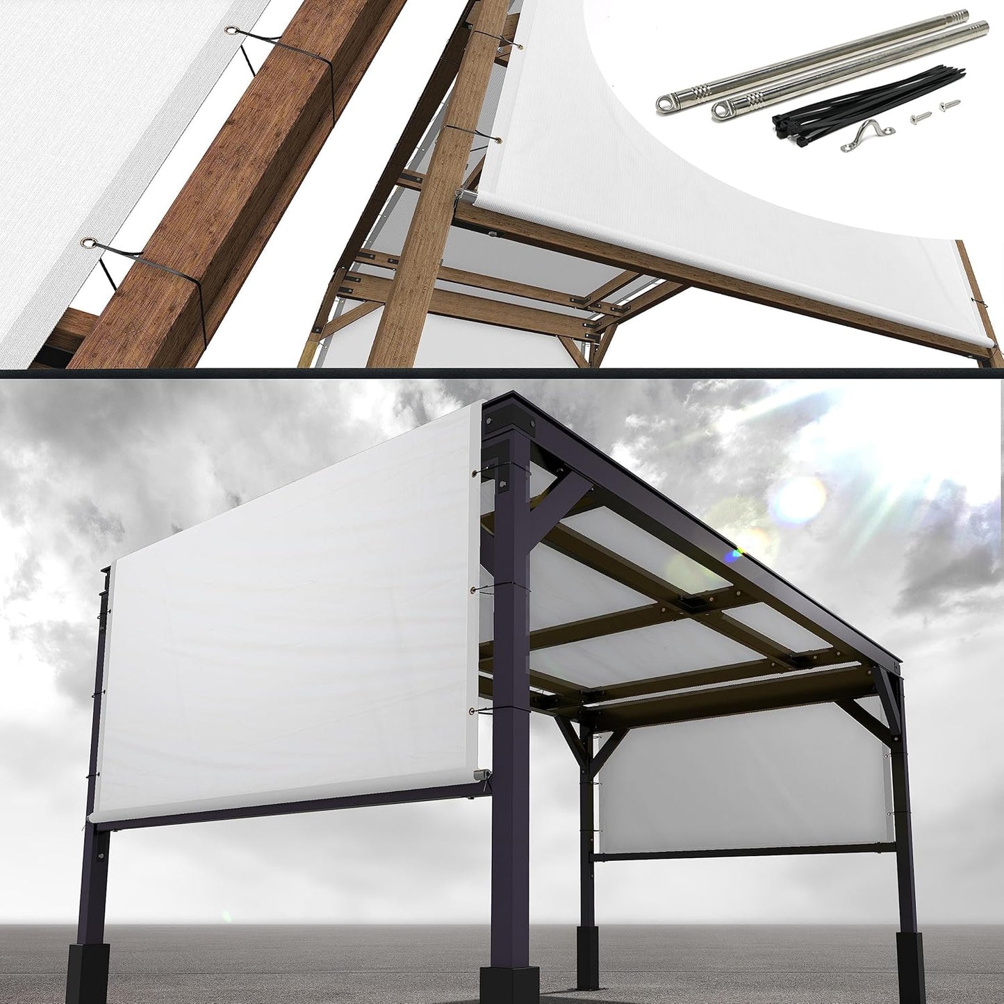 Royal Shade 12ft W x 29ft L Pergola Sun Shade Canopy Cover