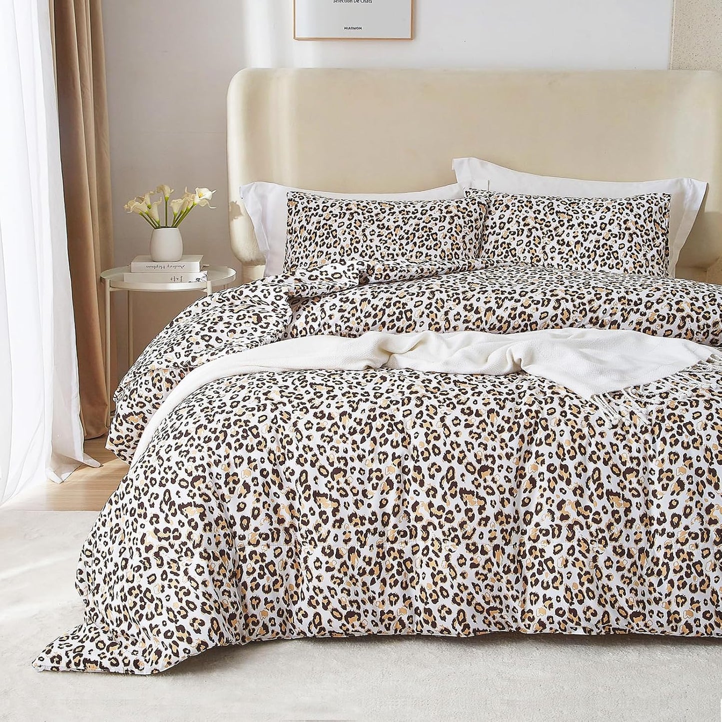 Cheetah Print Comforter Set for Queen Size Bedding by mixinni