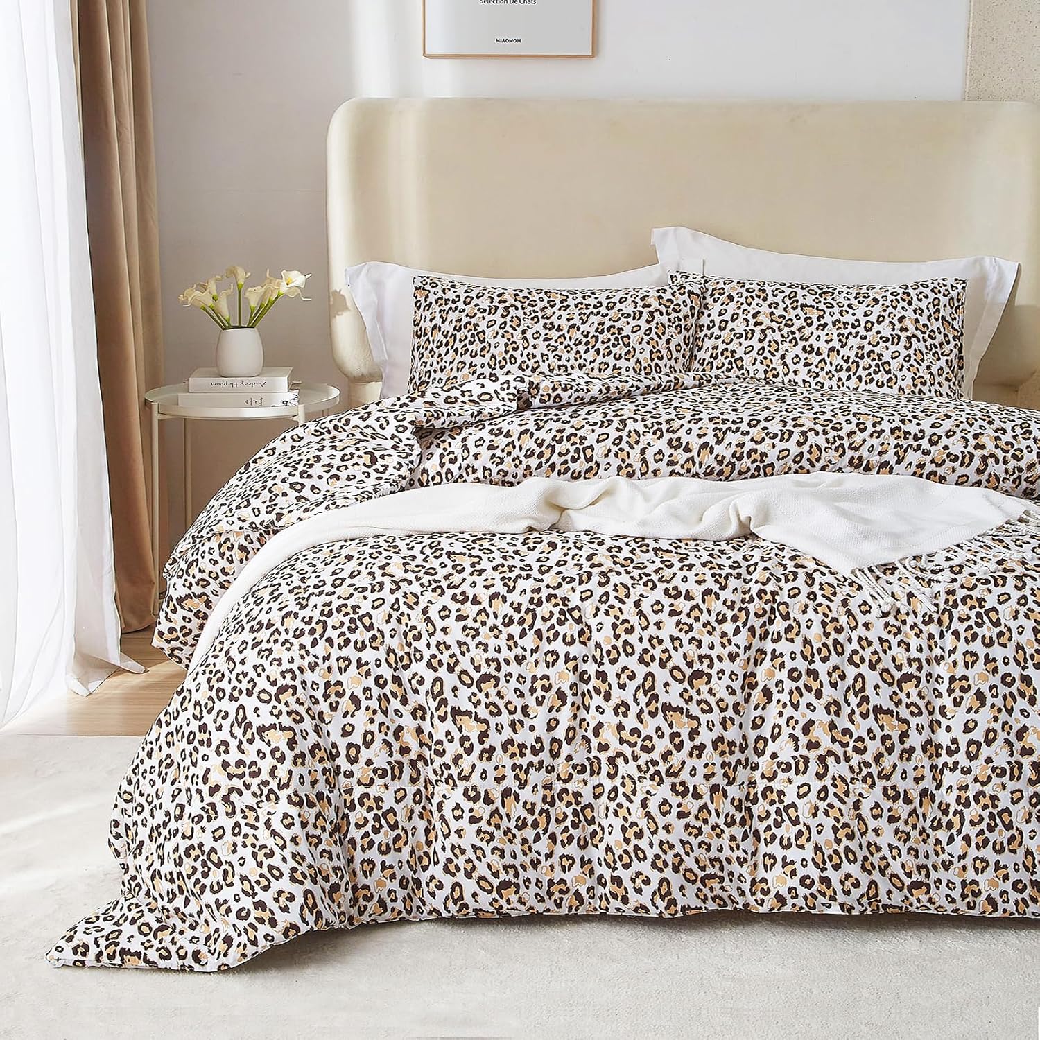 Cheetah Print Comforter Set for Queen Size Bedding by mixinni