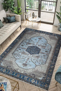 8 ft x 10 ft Machine Washable Area Rug - Vintage Low Pile, Non-Slip