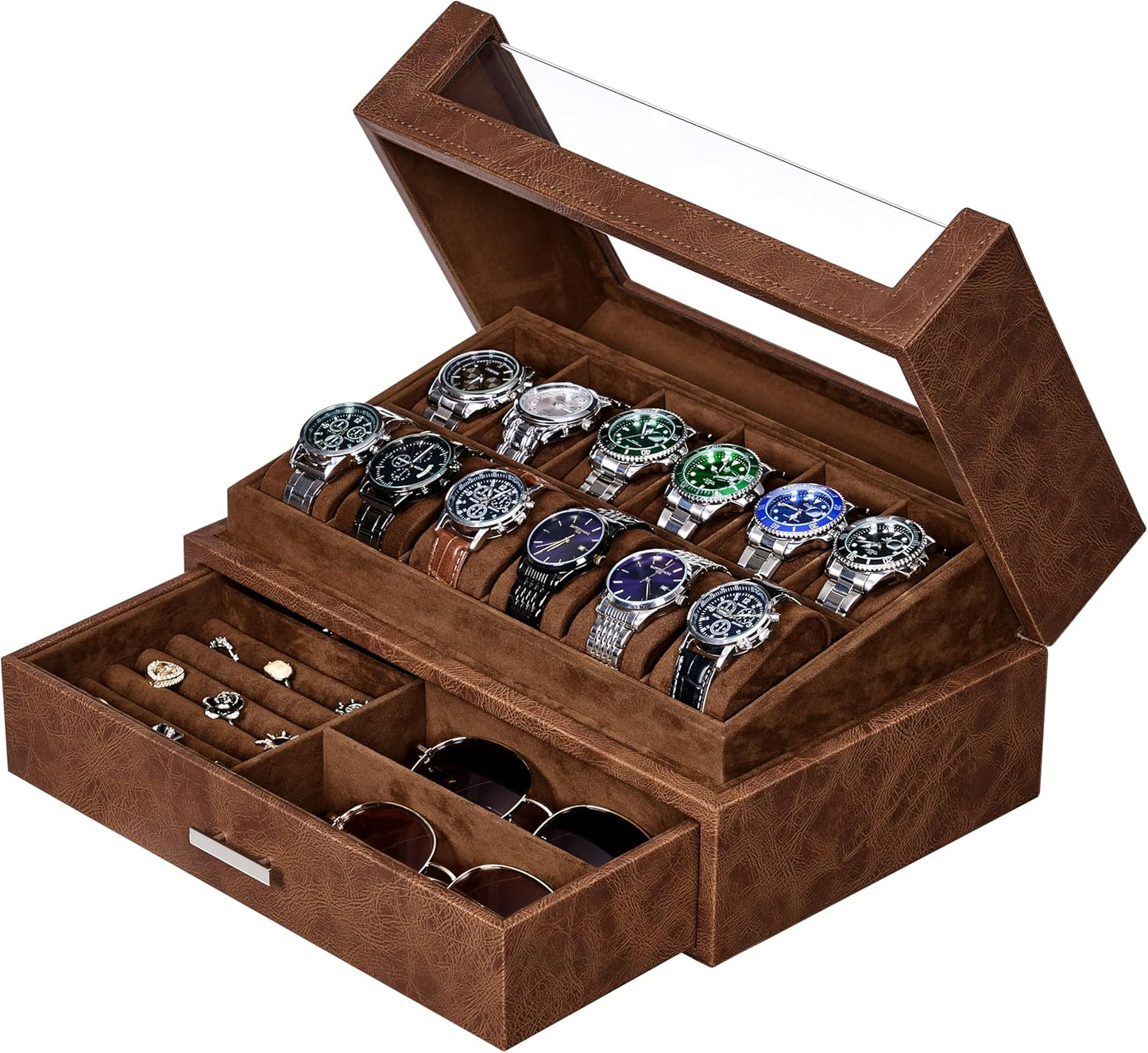 Luxury 12-Slot Watch Box Organizer by BEWISHOME