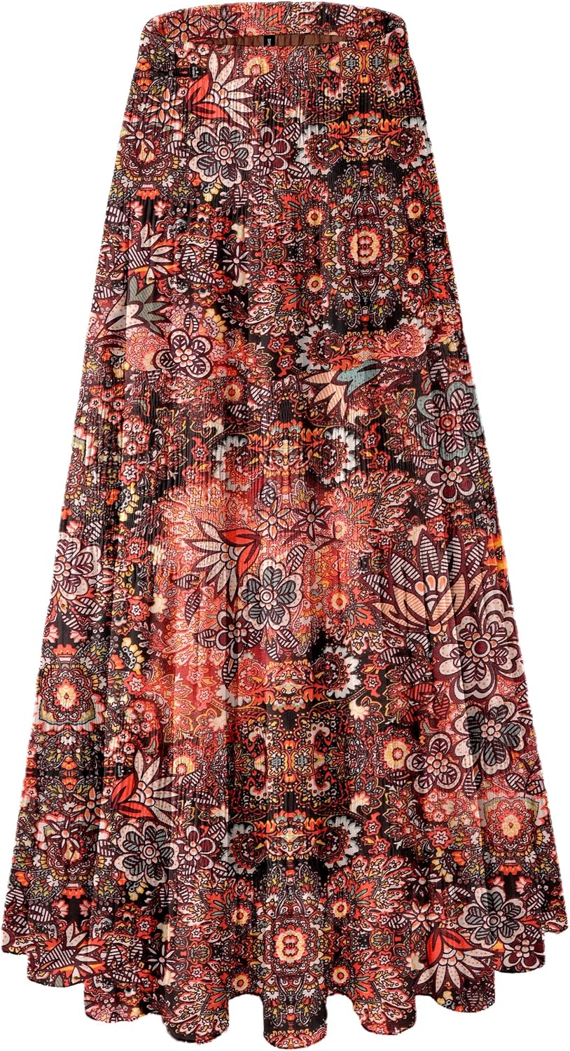 Women's Chiffon White Flowy Maxi Skirt for Boho Fall Style
