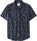 Dubinik Western Short Sleeve Plaid Pearl Snap Shirt (Style 8D86)