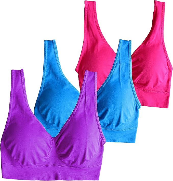 Cabales Women's Comfortable Wire-Free Yoga Bra with Removable Pads