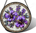 Stained Glass Window Hanging Purple Flowers Suncatcher - Romantic