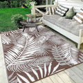 Outdoor Rug 6x9 ft Reversible Patio Mat - Waterproof Palm Leaf
