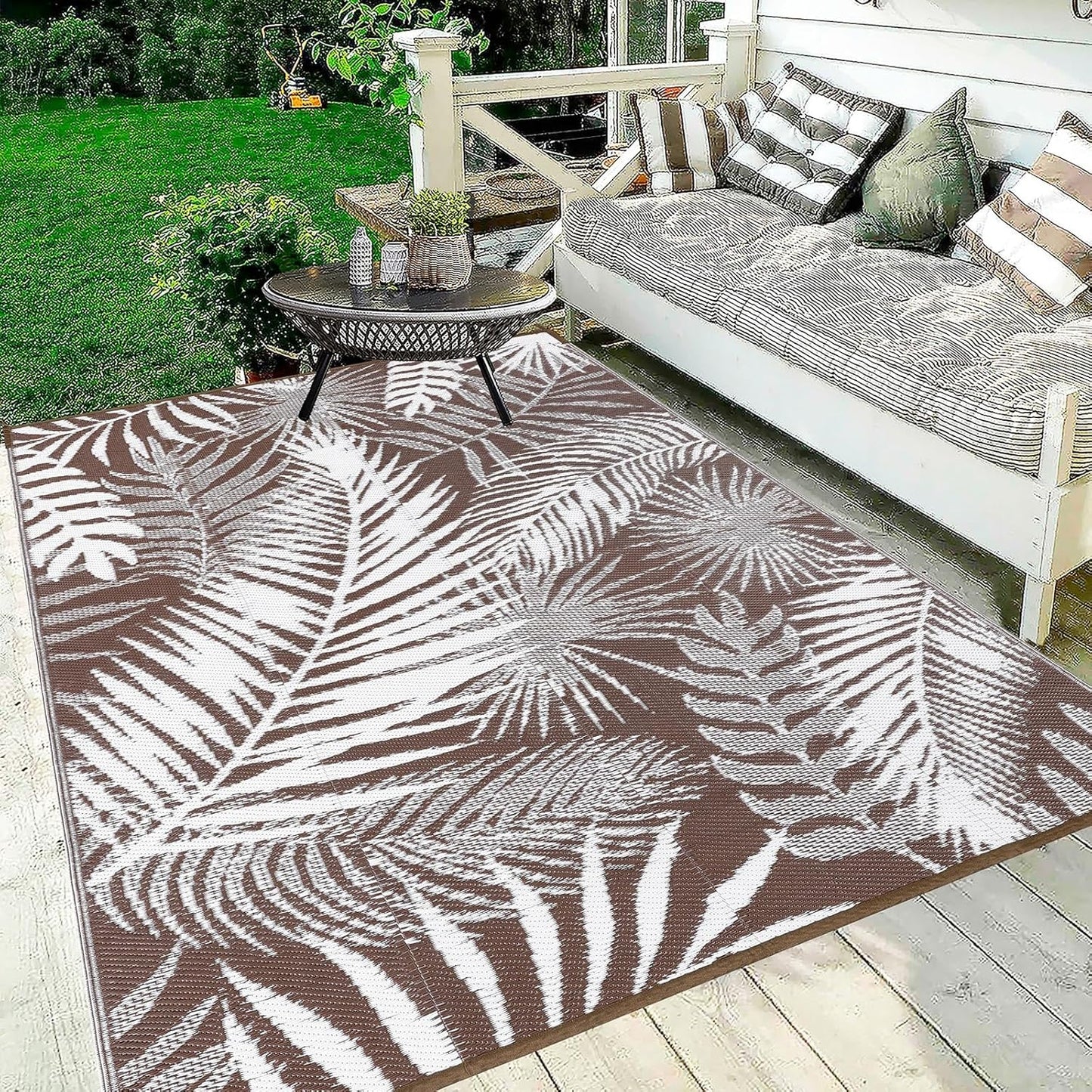 HiiARug Outdoor Rug 6x9Ft Waterproof Reversible Patio Mat