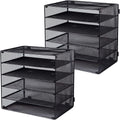 5 Slot Mesh Desk Organizer Tray - Stable File & Paper Sorter