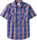 Dubinik Western Shirt Short Sleeve Plaid Pearl Snap Shirt - Classic