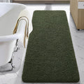 Olive Green Bathroom Rug Runner 24x70 in - Soft Thick Microfiber