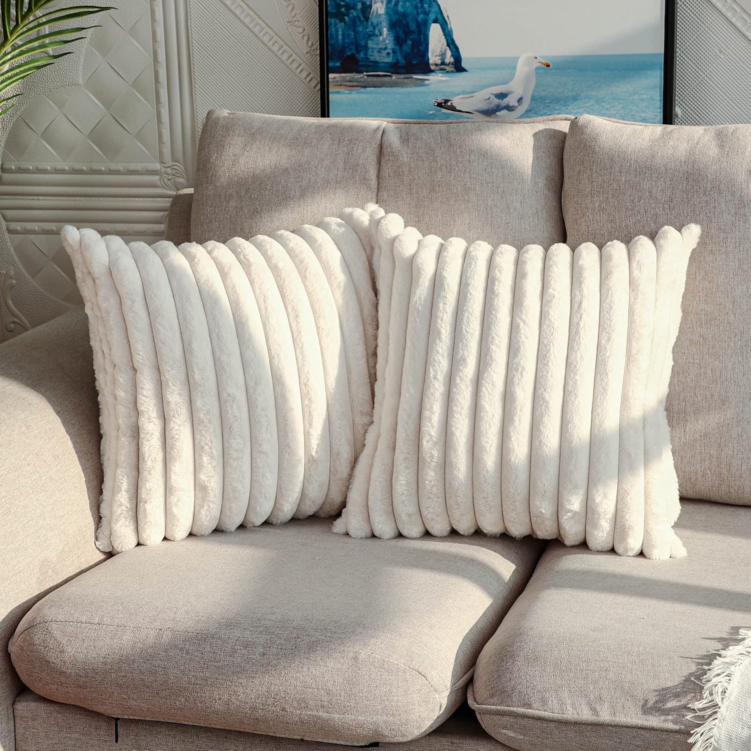 Double-Sided Faux Fur Plush Decorative Throw Pillow Covers
