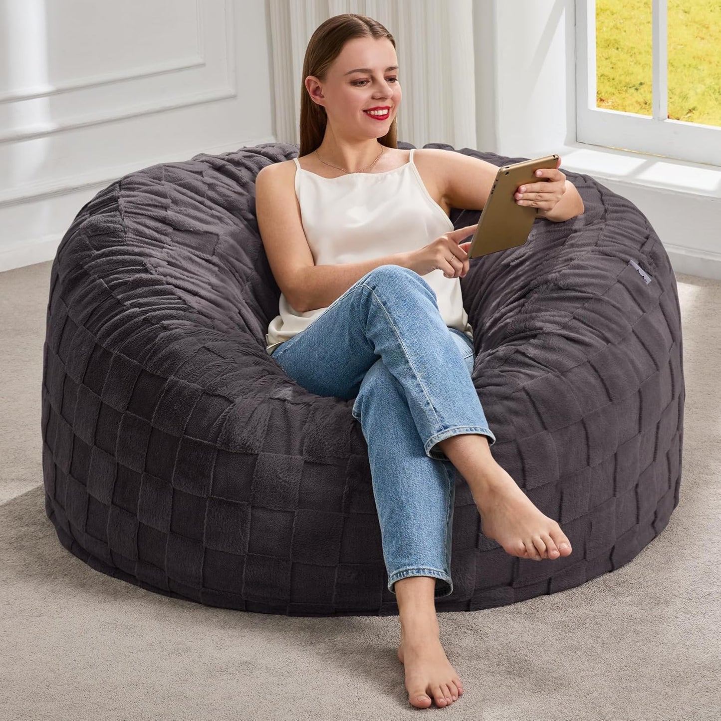 Hobestluk Bean Bag Chairs for Adults - Fluffy Comfort & Style