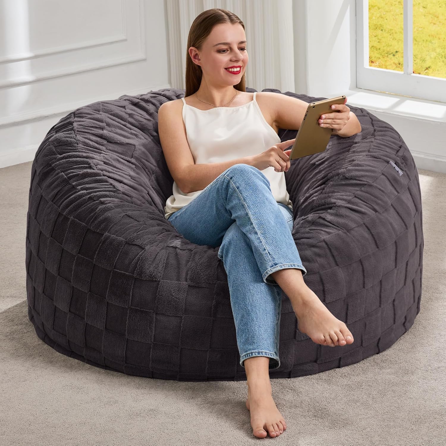 Hobestluk Bean Bag Chairs for Adults - Fluffy Comfort & Style