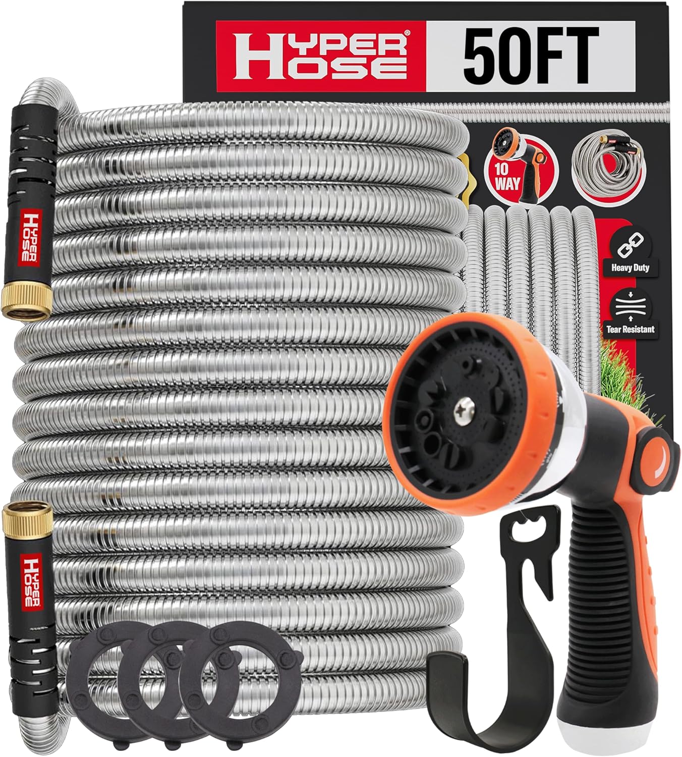 Best 50 ft Metal Garden Hose Set - Durable No-Kink Design