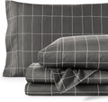 California King Sheet Set - Ultra-Soft 1800 Microfiber Grid Grey/White
